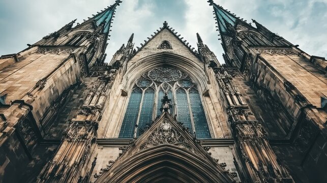 Gothic Architecture with Intricate Spires and Lattice Patterns