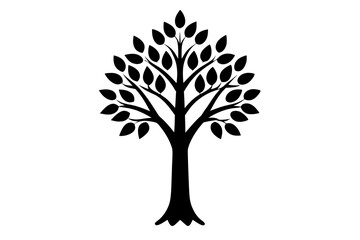 Olive Tree vector silhouette illustration isolated on white background
