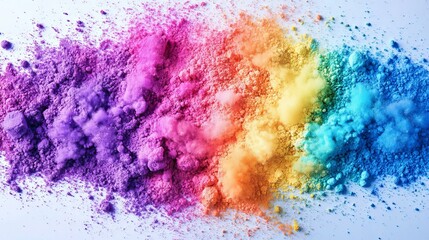 Abstract rainbow color powder isolated white background