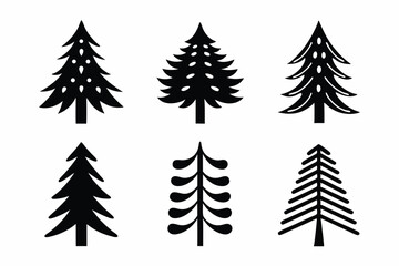 Fototapeta premium set of Pine tree icon vector silhouette illustration isolated on white background