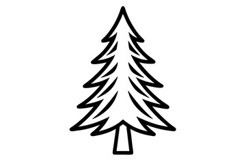 line art Pine tree vector silhouette illustration isolated on white background