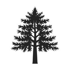 Pine tree vector silhouette illustration isolated on white background