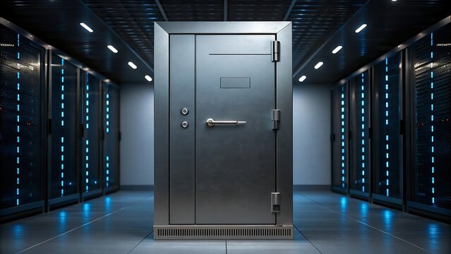 Heavy steel vault door with chrome handle security