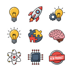 Innovation Icons: Creative Vector Set for Startup & Tech Branding
