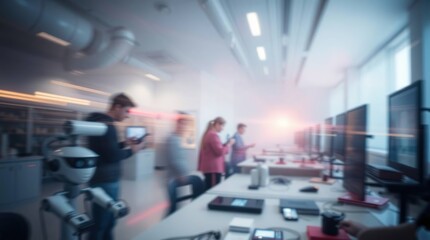 Robots undergoing work factory repair