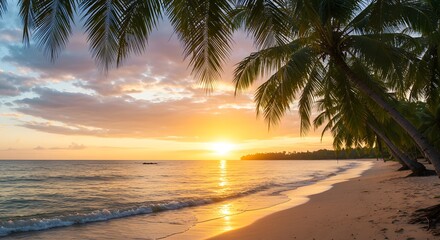 beach atmosphere with sunset