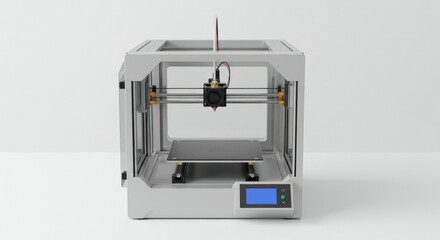 White 3D printer on a plain background