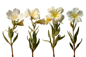 Obraz premium Set of Oenothera lindheimeri Trees - Cluster of Lindheimer’s evening primrose with delicate green foliage on transparent background