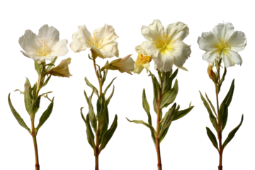  Set of Oenothera lindheimeri Trees - Cluster of Lindheimer’s evening primrose with delicate green foliage on transparent background