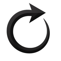 circular arrow icon with a subtle gradient and white outline. Black, arrow, upward, growth, development.