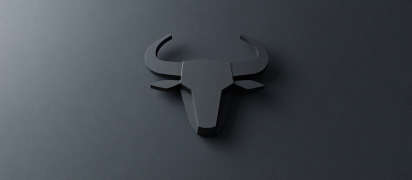 Abstract bull head illustration in dark gray, symbol of strength and stability