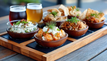 Appetizers on a wooden board