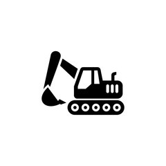 Yellow industrial heavy equipment excavator and bulldozer vector icon illustration