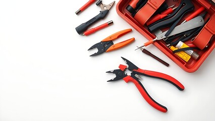 Organized toolbox with insulated tools laid out neatly on a clean white surface.