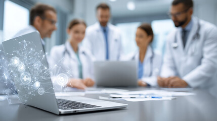 Obraz premium Medical professionals collaborate using technology