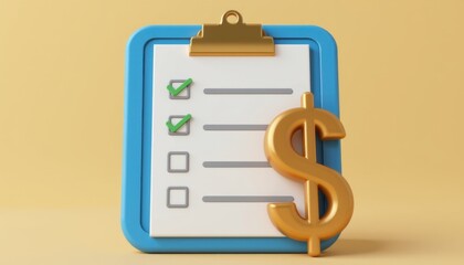Budget planning checklist with dollar sign business environment digital graphic modern viewpoint