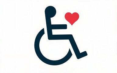 Symbol of inclusivity, wheelchair icon with heart, representing support, International Day of Persons with Disabilities concept. High quality