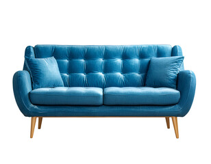 Fototapeta premium Modern blue sofa isolated on a transparent background PNG