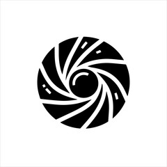Camera Shutter Symbol Vector Logo in Solid Black Isolated on White Background

