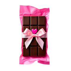 Delicious ,Chocolate ,Bar with Pink Ribbon and Heart Embellishment, Romantic Treat for Valentine's Day, Gift for Someone Special