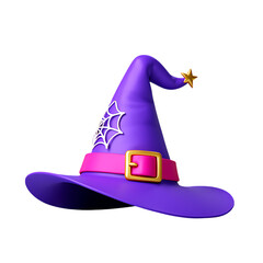 Enchanting Purple Witch Hat, A Halloween Symbol, Sparkly Star & Web Design, Festive Costume Prop, Magical Celebration