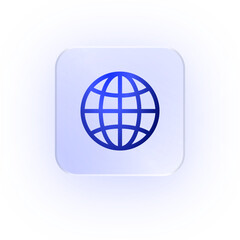 Glassmorphism Icon Outlined Globe Icon Globe Outline Soft Shadow Glassmorphic World Icon Earth Outline Global Symbol Planet Icon Internet Globe International Icon Wireframe Globe