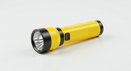 Bright yellow flashlight on white background
