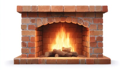 Brick fireplace with burning logs (3)