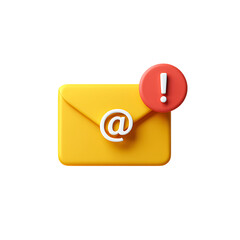 Alert, New Email Notification A 3D Rendered Message Icon, Communication & Digital Connection, Urgent Updates & Information