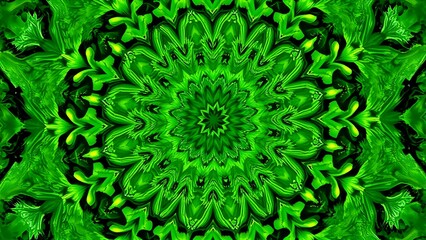 Whirlpool of emerald-green vegetables consuming fat cells in kaleidoscopic pattern.