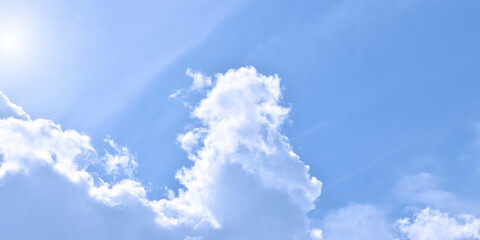 Light blue sky and white clouds. With copy space.	
