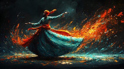 Whirling Dervish Dance, Fiery Trails, Dark Stage
