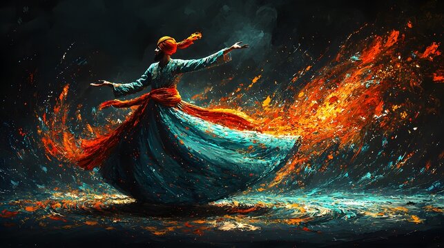 Whirling Dervish Dance, Fiery Trails, Dark Stage