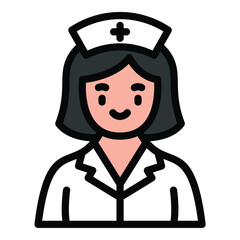 Nurse icon flat line style illustration representing healthcare support and patient care, suitable for medical services, hospital staff visuals, and wellness-related projects