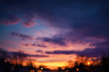 Obraz premium Blurry sunset over city (1)