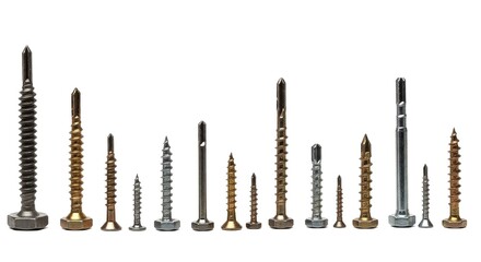 Comparison of Screw Types &ndash; Lined Assorted Screws with Varying Sizes and Heads