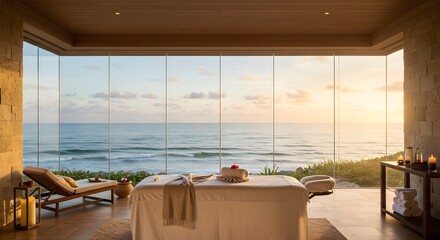 Obraz na płótnie Canvas Private spa interior of a luxury resort with ocean view