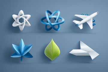 Sustainable Aviation Fuel biofuel aviation environment. SAF. Renewable industry. Emission future. Illustration of a vibrant leaf emission icon in 4D style.