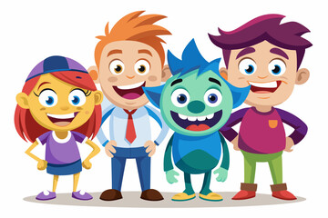 Family love, generation connection, and joyful outdoor moment depicted in a colorful, playful art style