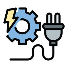 Electrical engineering icon flat line style illustration representing power systems and electronic circuit design, suitable for technology development, energy solutions, and engineering education