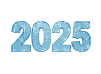 Cool blue ice texture numbers 2026 isolated on transparent background