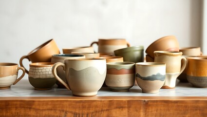 "Close-Up of Handmade Ceramic Cups – Artisan Pottery for Sale"