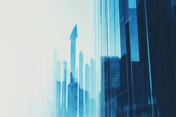 Urban growth visualized with rising arrows