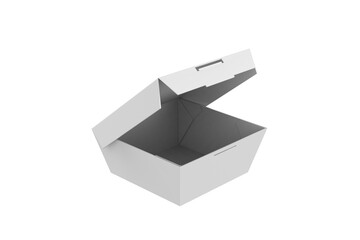 Opened Paper Food Box Mockup isolated on White Background. 3d illustration