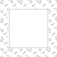 construction frame. doodle construction tool square frame. hand drawn construction frame background. construction tool background