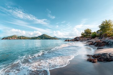 Tropical beach sunrise scene