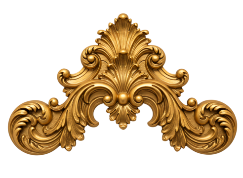 Ornate golden decorative flourish with intricate scrollwork and acanthus leaves