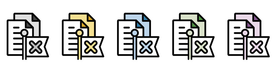 イラストアイコンセット：クロスマークファイル