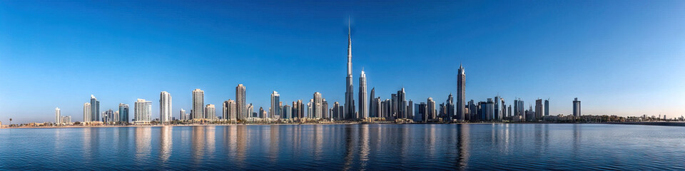 Obraz premium Dubai Skyline Panoramic View with Burj Khalifa