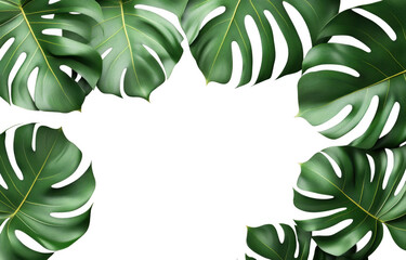 Lush monstera leaves create vibrant and tropical atmosphere, perfect for enhancing any space with touch of nature beauty. rich green hues and large, distinctive shapes add refreshing element to